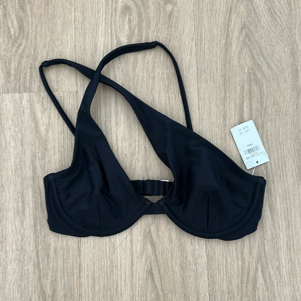 Abercrombie & Fitch Black Asymmetrical Underwire Bikini Top